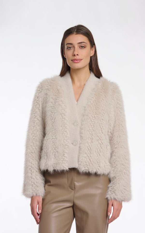 Chaimae Short Faux Fur Cardigan